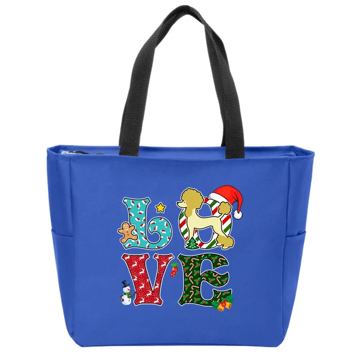 I Love Dog Poodle Christmas Gift Zip Tote Bag