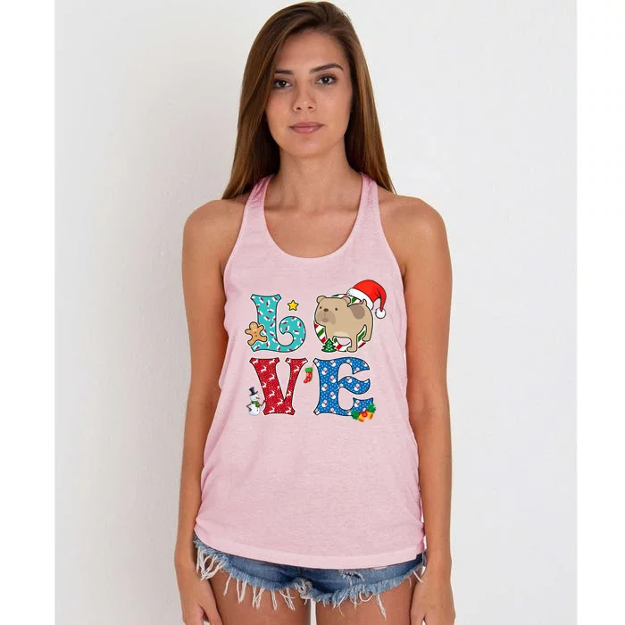 I Love Dog French Bulldog Christmas Gift Women's Knotted Racerback Tank