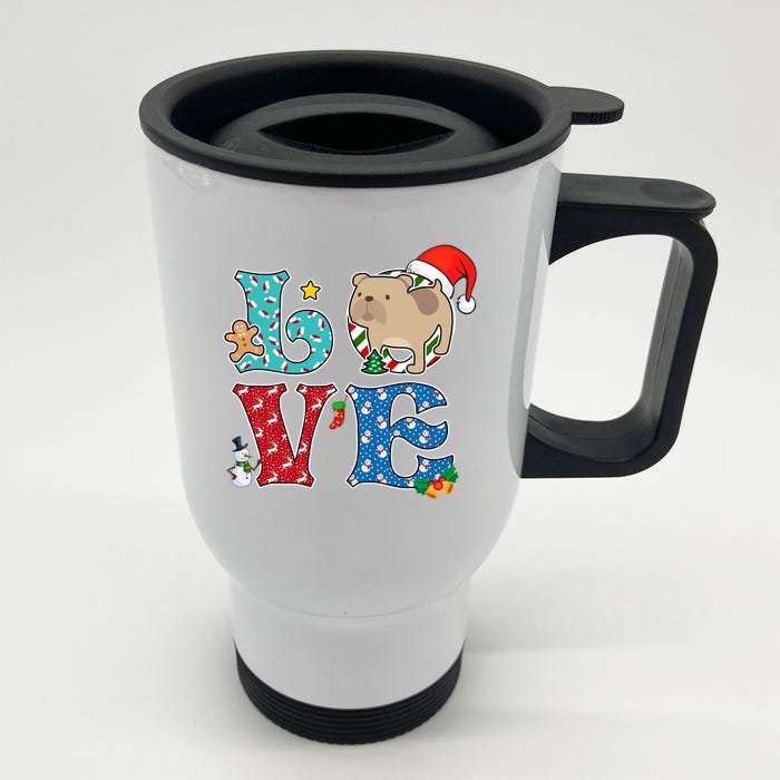 I Love Dog French Bulldog Christmas Gift Front & Back Stainless Steel Travel Mug