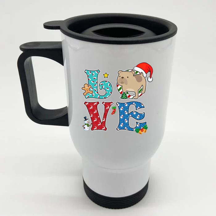 I Love Dog French Bulldog Christmas Gift Front & Back Stainless Steel Travel Mug