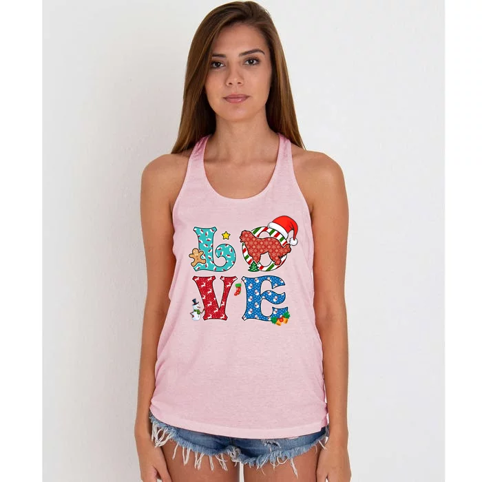 I Love Dog Pyrenean Shepherd Christmas Gift Women's Knotted Racerback Tank