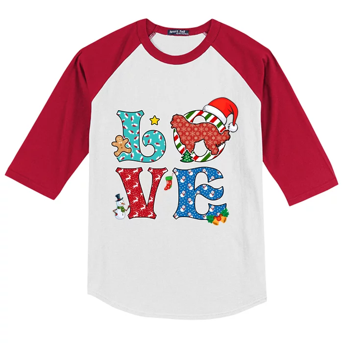 I Love Dog Pyrenean Shepherd Christmas Gift Kids Colorblock Raglan Jersey