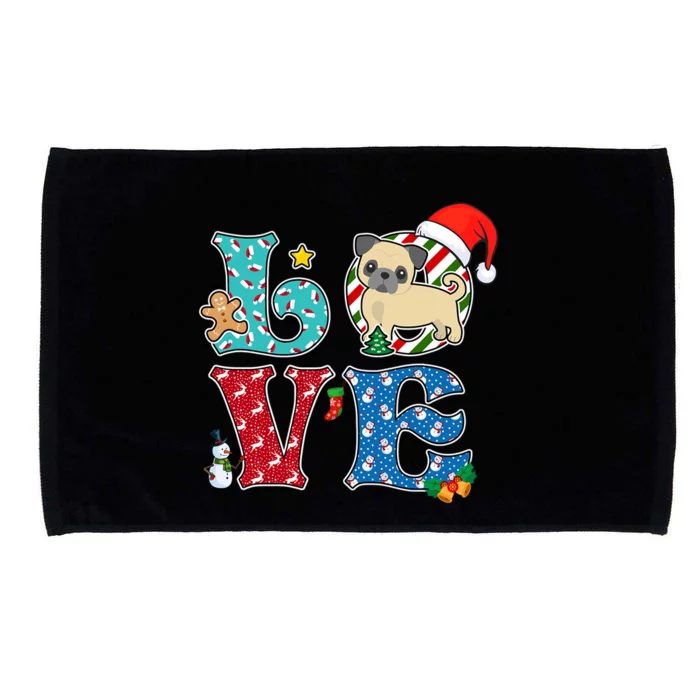 I Love Dog Pug Christmas Gift Microfiber Hand Towel