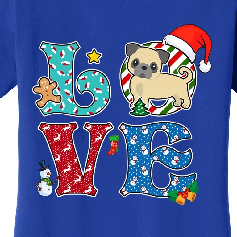 I Love Dog Pug Christmas Gift Women's T-Shirt