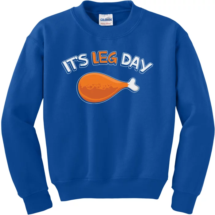 Its Leg Day Funny Workout Turkey Thanksgiving Gift Kids Sweatshirt