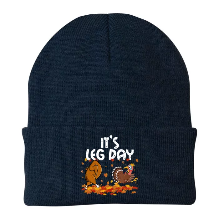 Its Leg Day Turkey Running Funny Thanksgiving Gift Knit Cap Winter Beanie