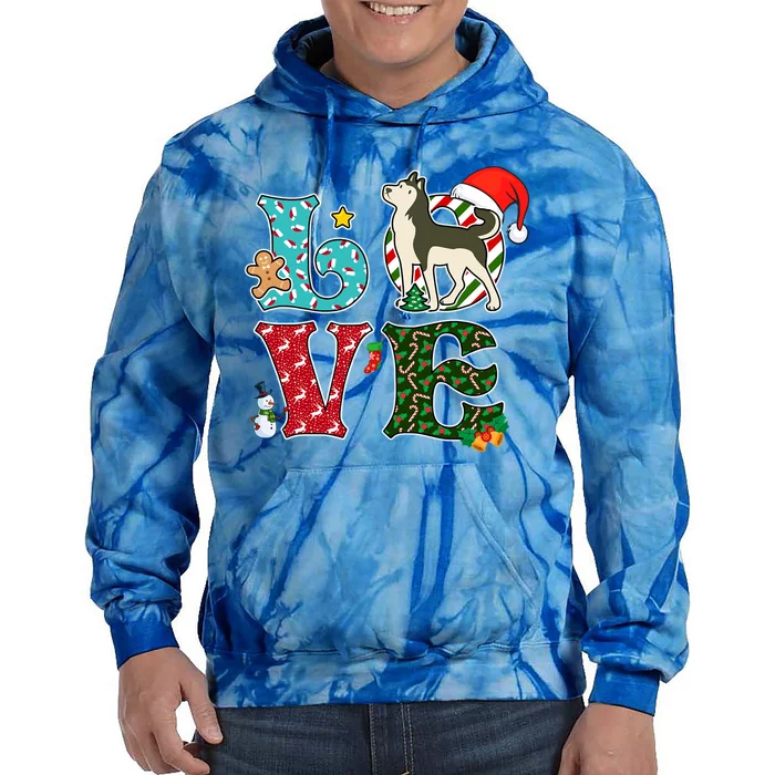 I Love Dog Siberian Husky Christmas Gift Tie Dye Hoodie