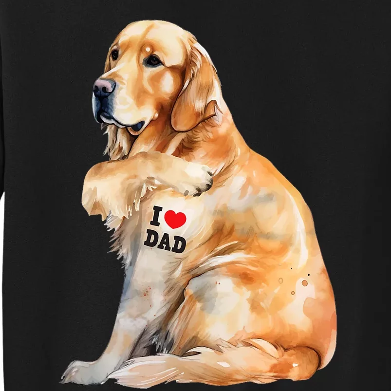 I Love Dad Patriotic Golden Retriever Canine Dog Lover Tall Sweatshirt