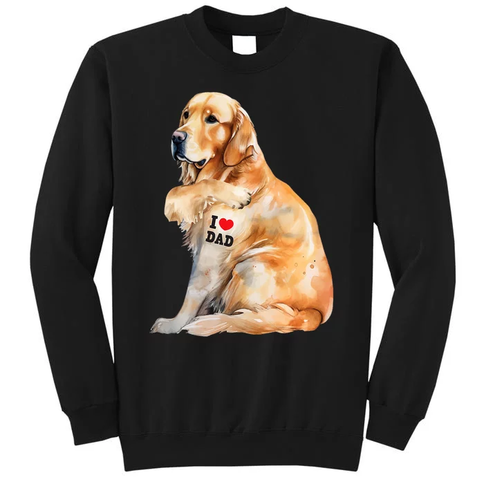 I Love Dad Patriotic Golden Retriever Canine Dog Lover Tall Sweatshirt