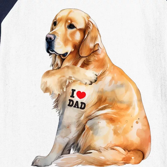 I Love Dad Patriotic Golden Retriever Canine Dog Lover Baseball Sleeve Shirt