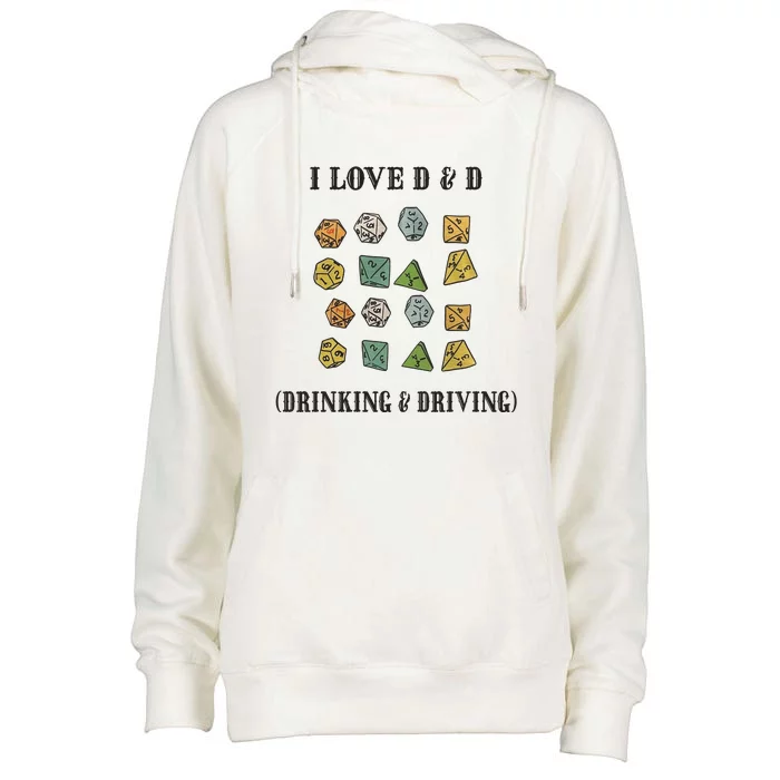 I Love D & D Drinking And Driving Funny Dragons RPG Lover Womens Funnel Neck Pullover Hood