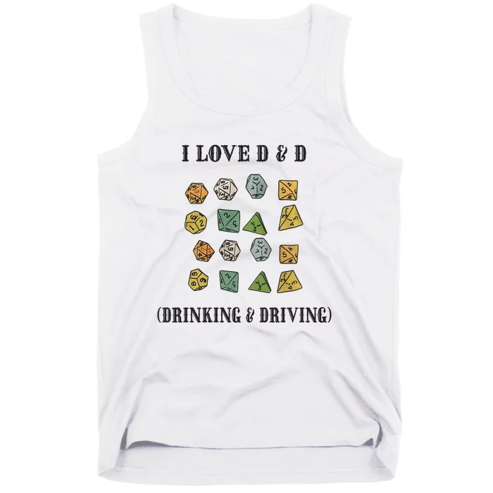 I Love D & D Drinking And Driving Funny Dragons RPG Lover Tank Top