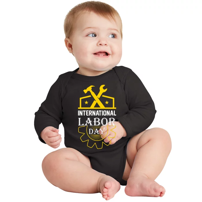 International Labor Day 2024 Celebration Graphic Baby Long Sleeve Bodysuit