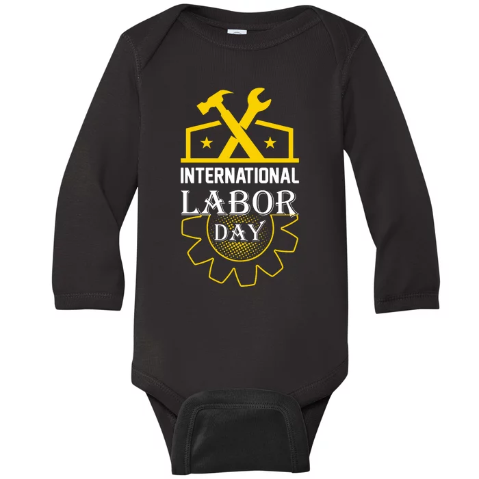 International Labor Day 2024 Celebration Graphic Baby Long Sleeve Bodysuit