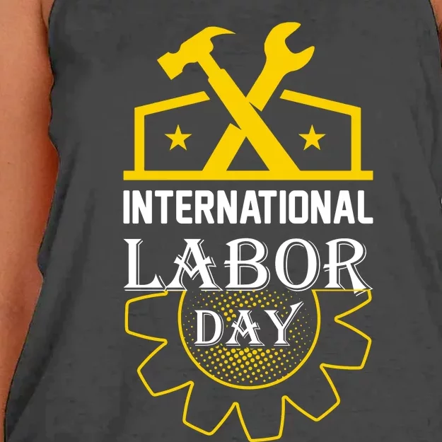 International Labor Day 2024 Celebration Graphic Women's Knotted Racerback Tank