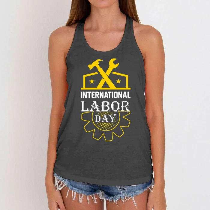 International Labor Day 2024 Celebration Graphic Women's Knotted Racerback Tank