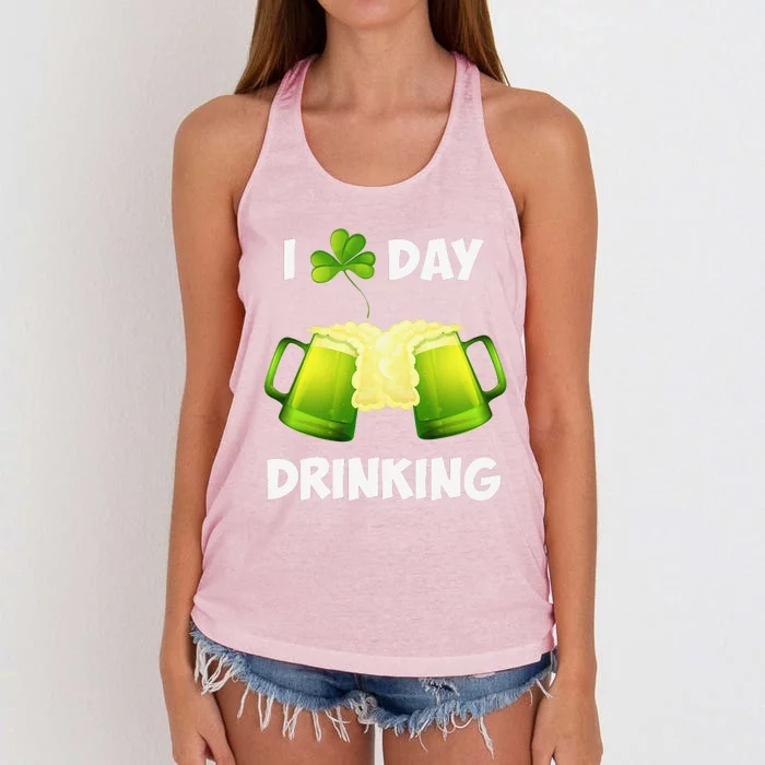 I Love Day Drinking Saint Patrick's Day Women's Knotted Racerback Tank