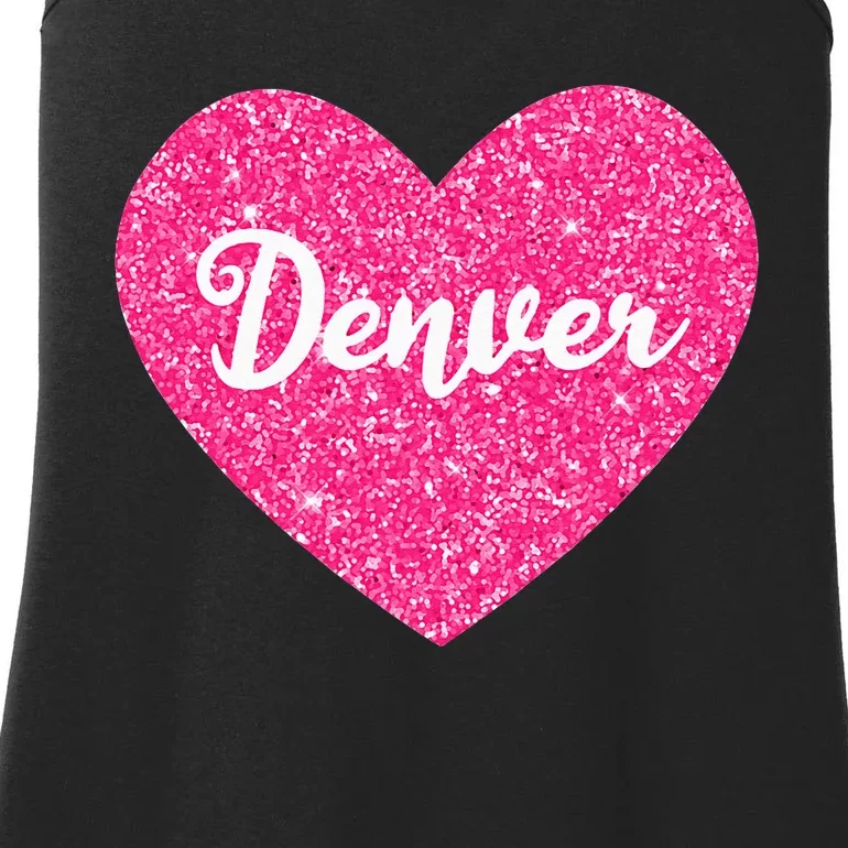 I Love Denver Colorado USA Pink Heart Gift For Women Ladies Essential Tank