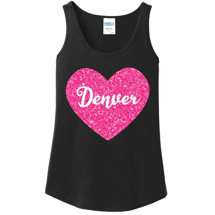 I Love Denver Colorado USA Pink Heart Gift For Women Ladies Essential Tank