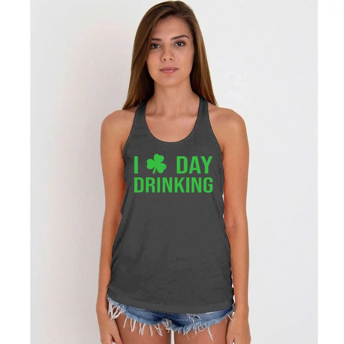 I Love Day Drinking Happy Irish St Patricks Day Women's Knotted Racerback Tank