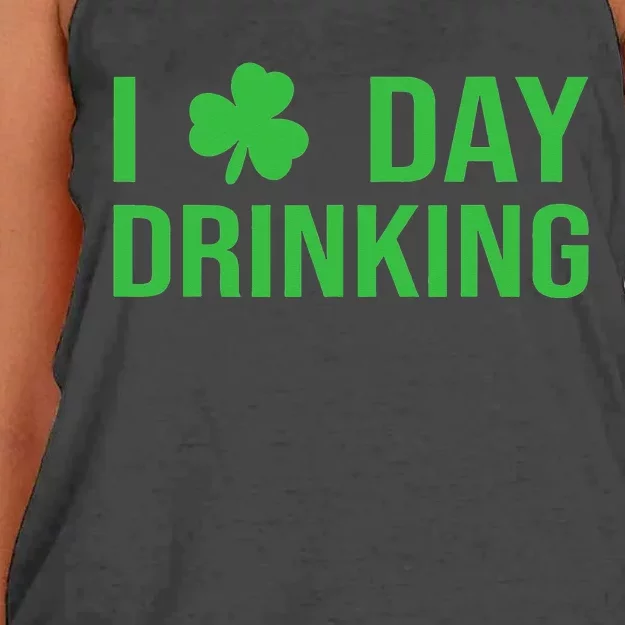 I Love Day Drinking Happy Irish St Patricks Day Women's Knotted Racerback Tank