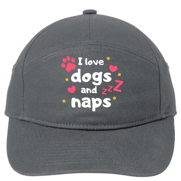 I Love Dogs And Naps 7-Panel Snapback Hat