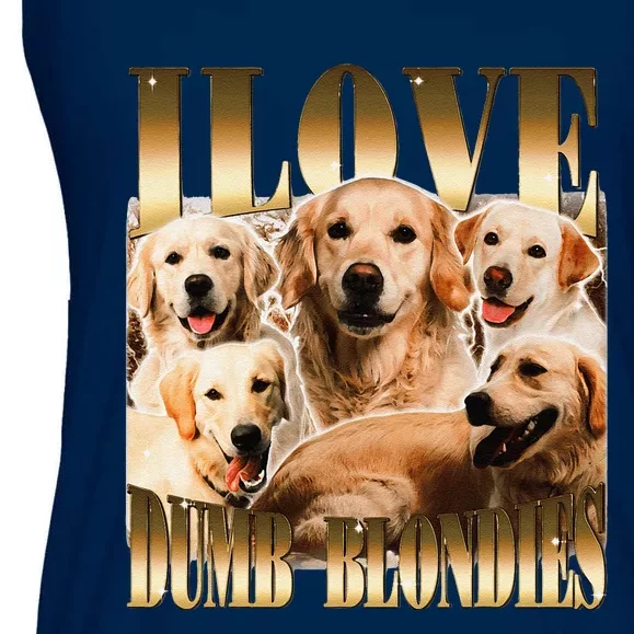 I Love Dumb Blondes Funny Meme Dog Lover Ladies Essential Flowy Tank