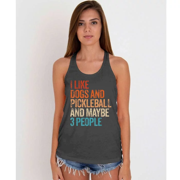 I Like Dogs Pickleball And Maybe 3 People Vintage Women's Knotted Racerback Tank