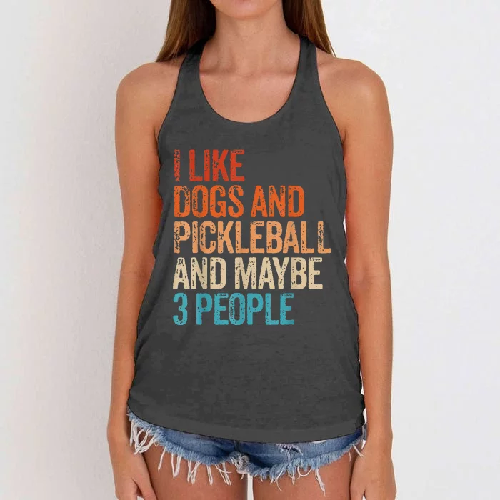 I Like Dogs Pickleball And Maybe 3 People Vintage Women's Knotted Racerback Tank