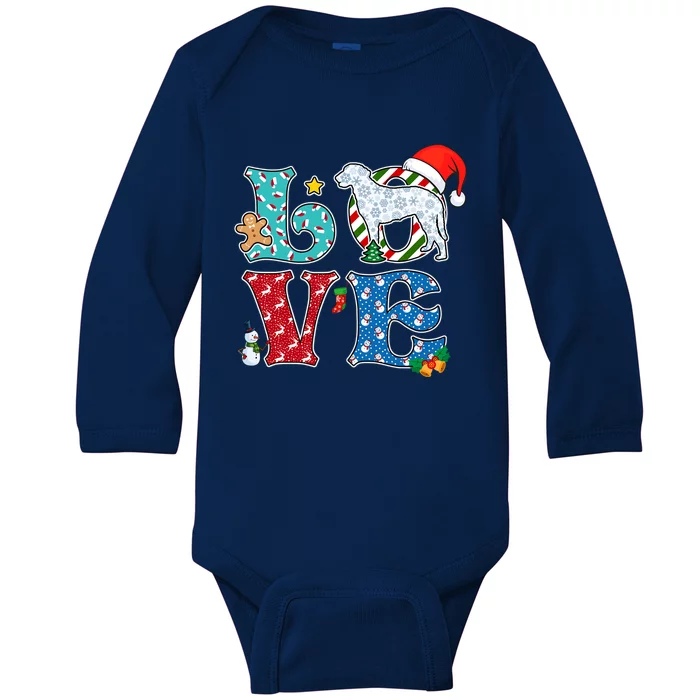 I Love Dog Curlycoated Retriever Christmas Gift Baby Long Sleeve Bodysuit