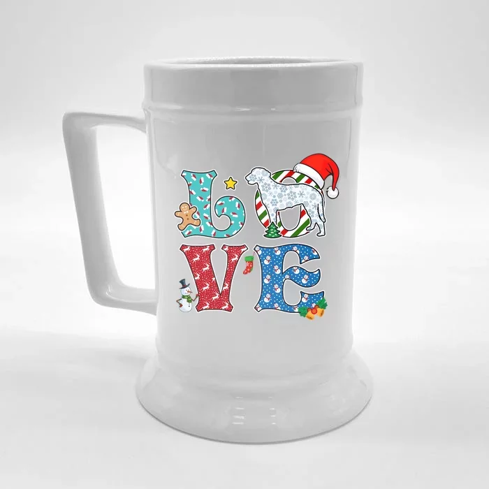 I Love Dog Curlycoated Retriever Christmas Gift Front & Back Beer Stein