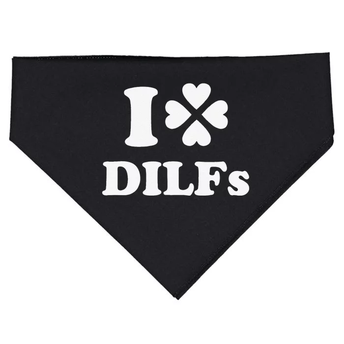 I Love Dilfs Saint Patrick's Day Green Clover Heart Hot Dad USA-Made Doggie Bandana