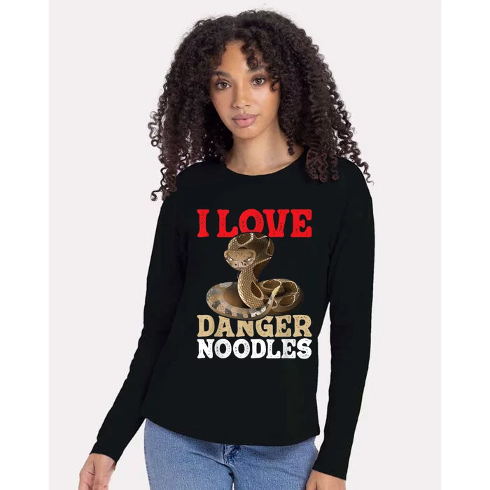 I Love Danger Noodles Snake Lover Herpetologist Zoology Womens Cotton Relaxed Long Sleeve T-Shirt