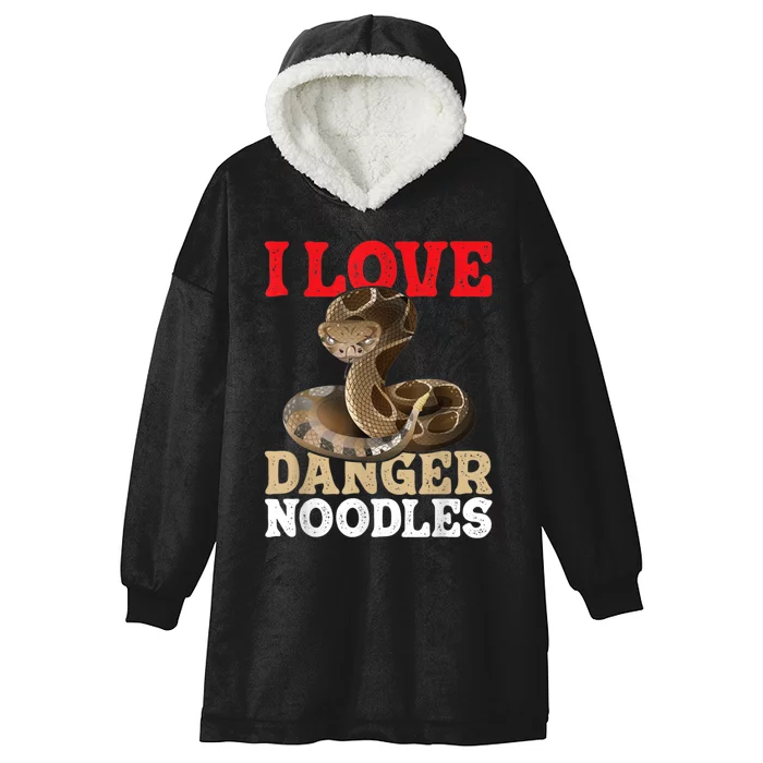 I Love Danger Noodles Snake Lover Herpetologist Zoology Hooded Wearable Blanket