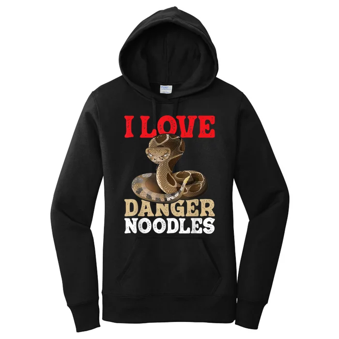 I Love Danger Noodles Snake Lover Herpetologist Zoology Women's Pullover Hoodie