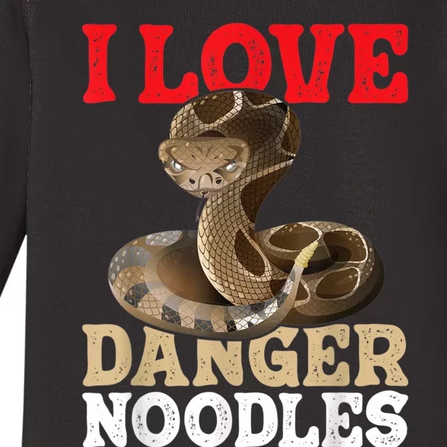 I Love Danger Noodles Snake Lover Herpetologist Zoology Baby Long Sleeve Bodysuit