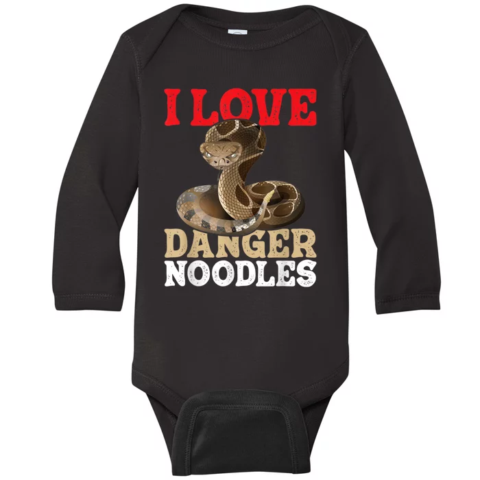 I Love Danger Noodles Snake Lover Herpetologist Zoology Baby Long Sleeve Bodysuit