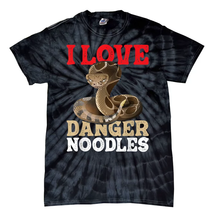 I Love Danger Noodles Snake Lover Herpetologist Zoology Tie-Dye T-Shirt