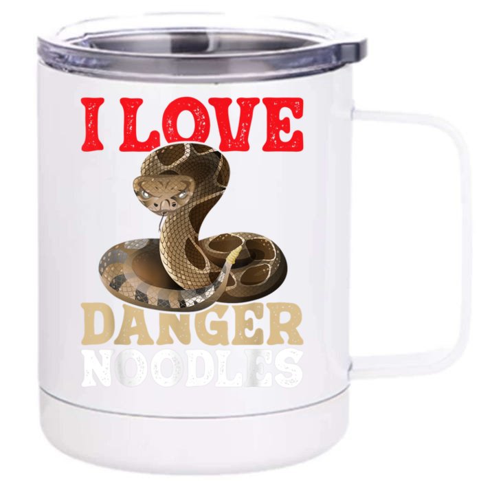 I Love Danger Noodles Snake Lover Herpetologist Zoology Front & Back 12oz Stainless Steel Tumbler Cup