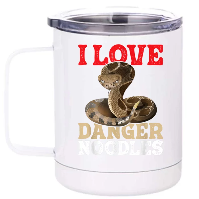 I Love Danger Noodles Snake Lover Herpetologist Zoology Front & Back 12oz Stainless Steel Tumbler Cup