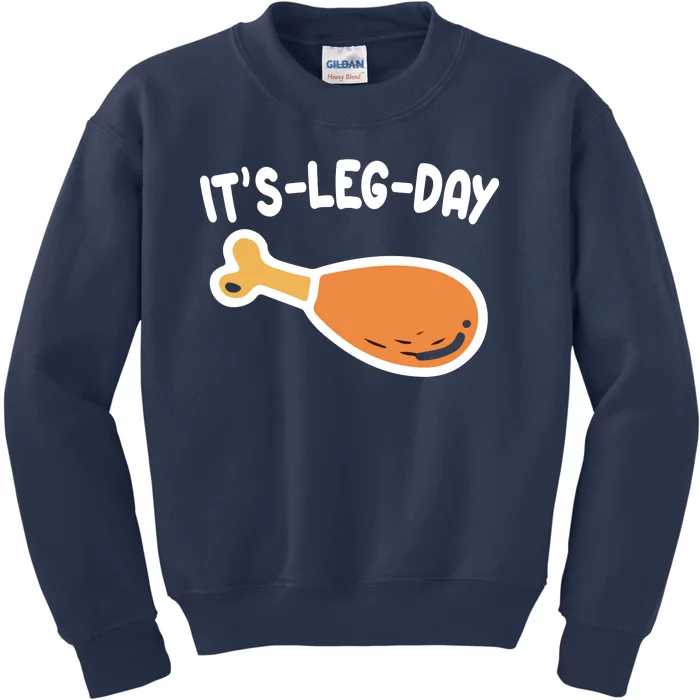 Its Leg Day Funny Thanksgiving Gym Kids Sweatshirt