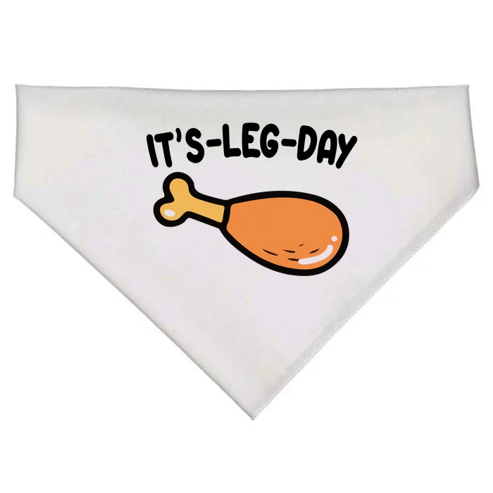 Its Leg Day Funny Thanksgiving Gym USA-Made Doggie Bandana