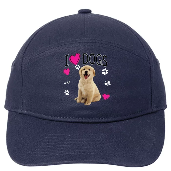 I Love Dogs Golden Labrador Retriever T 7-Panel Snapback Hat