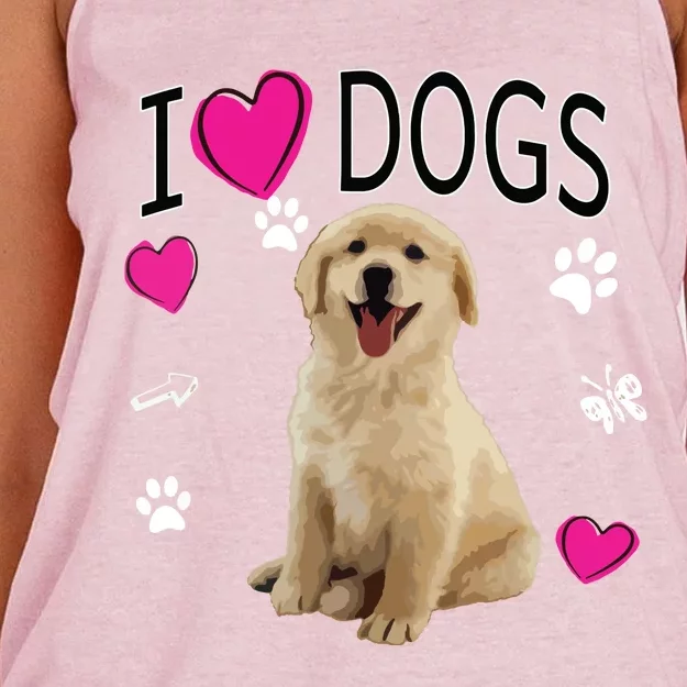 I Love Dogs Golden Labrador Retriever T Women's Knotted Racerback Tank