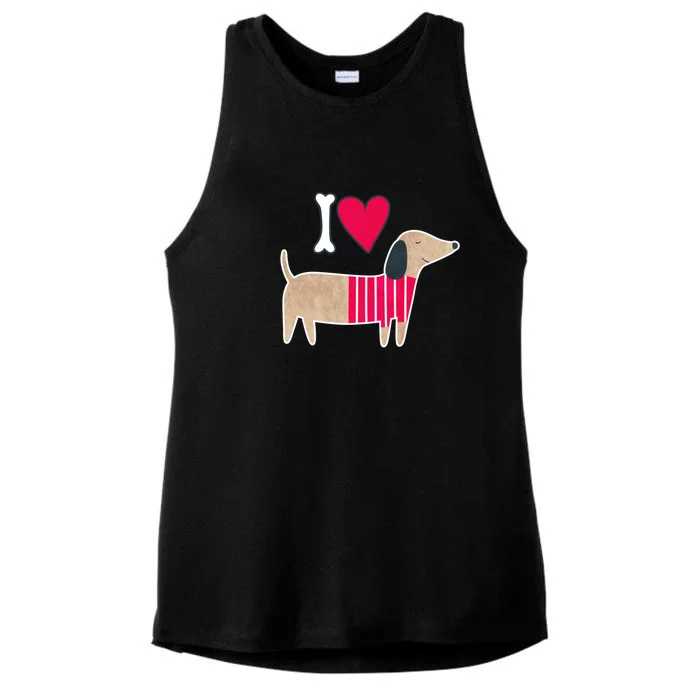 I Love Dachshund Cute Puppy Dog Doggy Lover Cute Gift Ladies Tri-Blend Wicking Tank