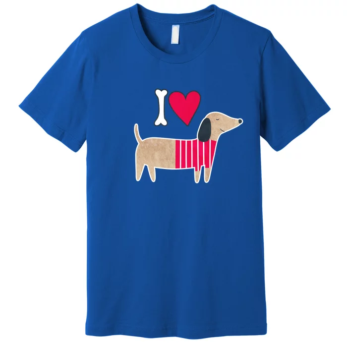 I Love Dachshund Cute Puppy Dog Doggy Lover Cute Gift Premium T-Shirt