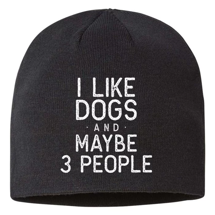 I Like Dogs And Maybe 3 People Funny Dog Gift 8 1/2in Sustainable Knit Beanie