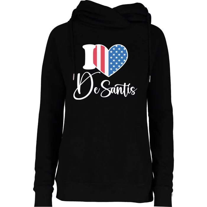 I Love DeSantis Ron DeSantis 24 American Heart Flag Womens Funnel Neck Pullover Hood