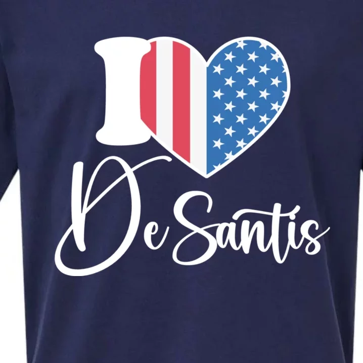 I Love DeSantis Ron DeSantis 24 American Heart Flag Sueded Cloud Jersey T-Shirt