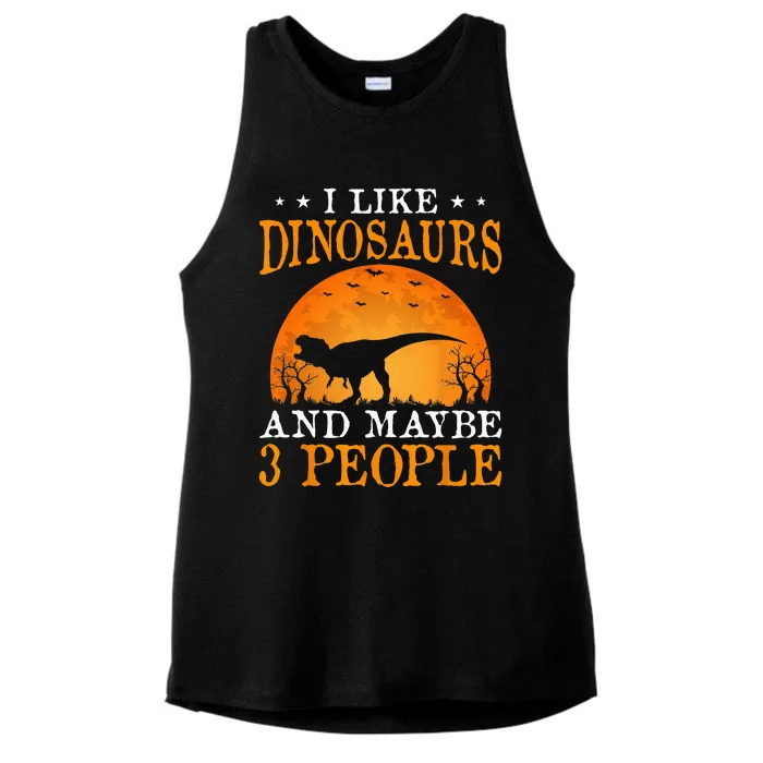 I Like Dinosaurs And Maybe 3 People Ladies Tri-Blend Wicking Tank